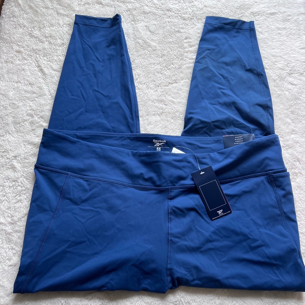 Reebok Lux Tight Leggings Blue Plus Size 4X High Rise Athletic Workout Pants NWT